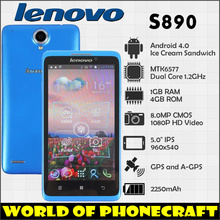 Lenovo s890 MTK6577 Dual Core 1.2GHz 1G RAM 4G ROM 5 inch Dual Cameras 8MP Android mobile Phone Singapore Post