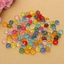 Pack of 100 Multi-color Crystal Beads Assorted Faceted Loose Bead Spacer 4x6mm