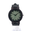 BOBO BIRD Black Mens Watches Green Dial Leather Luxury Watches Men 100 Natural Black Bamboo Wood