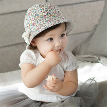 Baby Girls Infant Floral Bowknot Beach Outdoor Two-side Use Hat Cap 4M-2Y