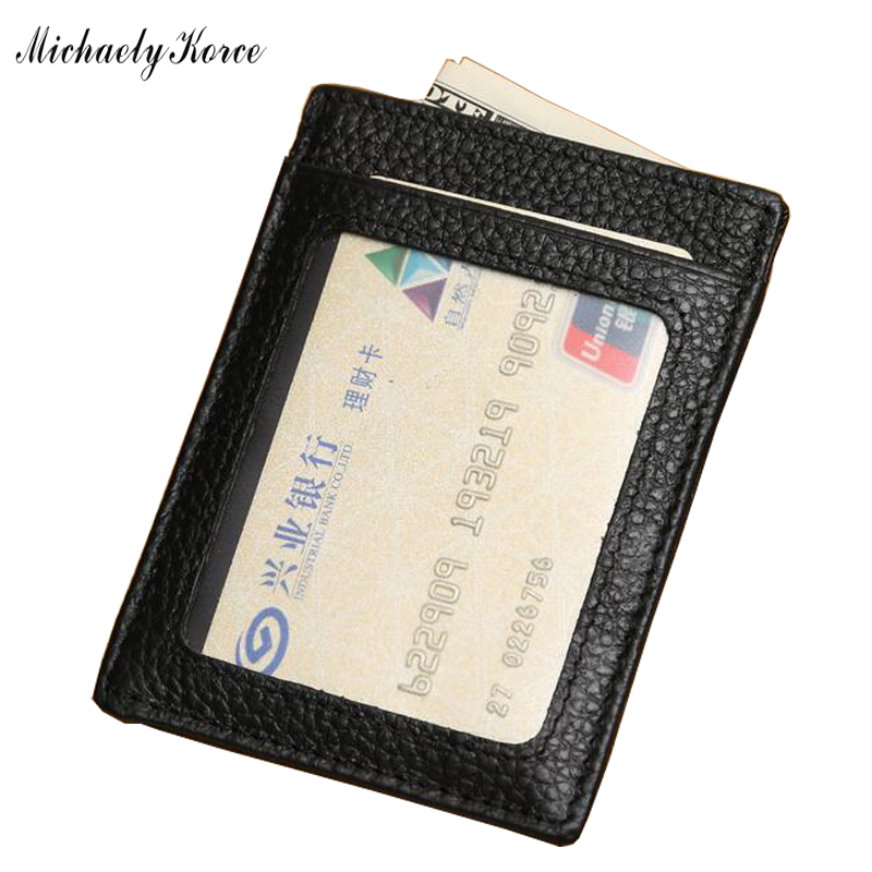 Korean Fashion Ultra-thin Multi Card Bits Card Holder High Quality Genuine Leather Card Clip For Men Simple Solid Coin Card Pack