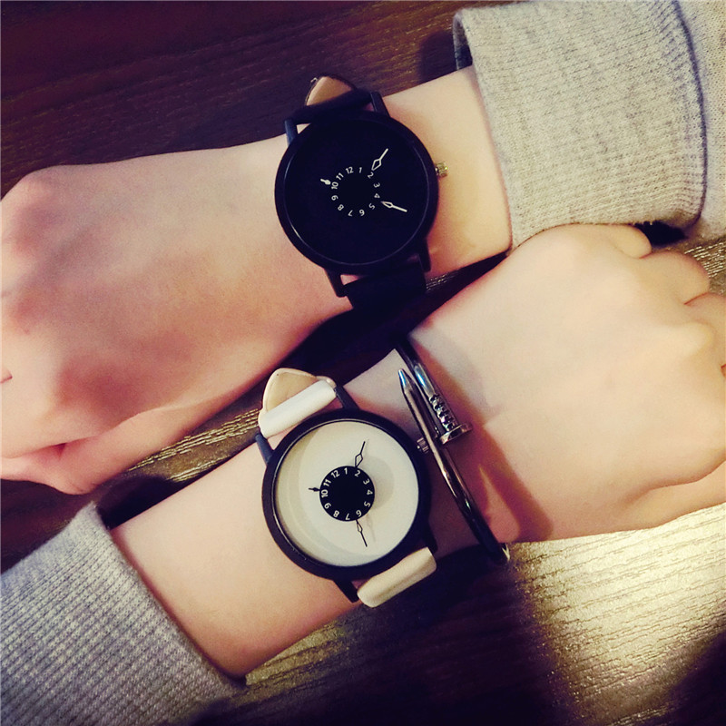 Новая мода творческие часы женщины мужчины кварцевые часы 2016 BGG марка уникальный дизайн набора влюбленных смотреть кожа наручные часы часы