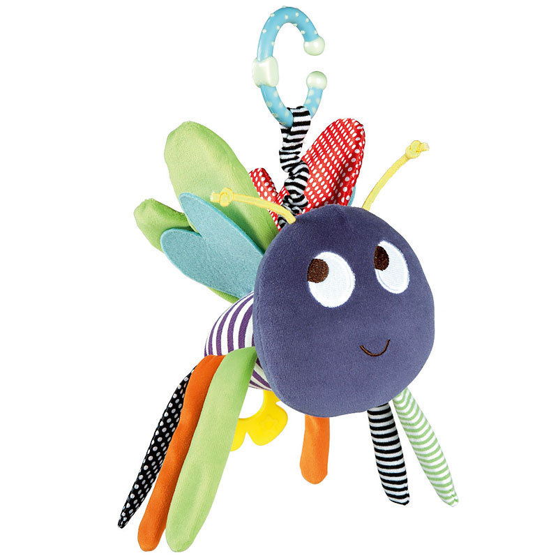 Baby Soft Bee Plush Toy Teether Colorful Stroller Crib Bed Hanging Ring Bell Baby Rattle Educational