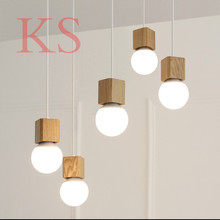 Vintage pendant light Oak Wood Retro lamp