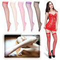 Female Sexy Stockings Solid Color Lady Fishnet Lace Spandex Top Mesh Thigh High Sock Knee Socks