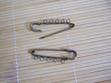 6Antique Bronze Kilt Pin Metal Safety Pins Brooches 56x15mm with 5 Loops