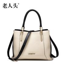 Women bag 2016 new LAORENTOU brand quality genuine leather bag fashion hit color stitching women handbags shoulder messenger bag