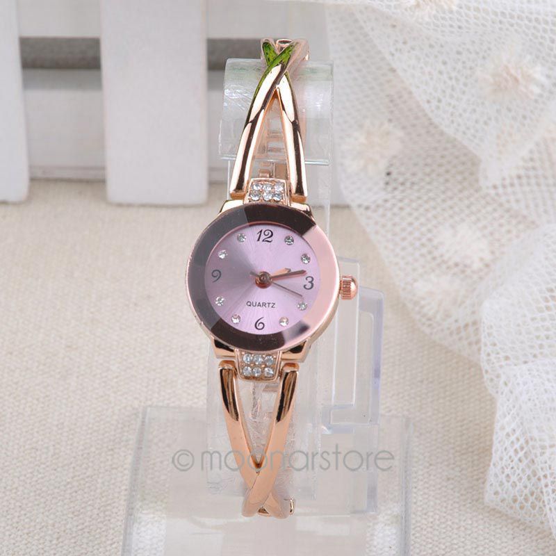 2015 New Fashion Women s Watch Slim Steel Band Royal Crystal Gold Watches Women Bracelet Casual