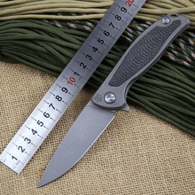 2015 Shirogorov 95 de calidad superior cuchillo plegable stonewashed hoja con rodamiento lavadora titanio aleación de mango carbon fiber inlay