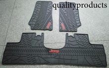 Black with logo rubber TPE Material Floor Liner Kit Mat For Jeep Wrangler Unlimited JK 4 Door 2007-2015