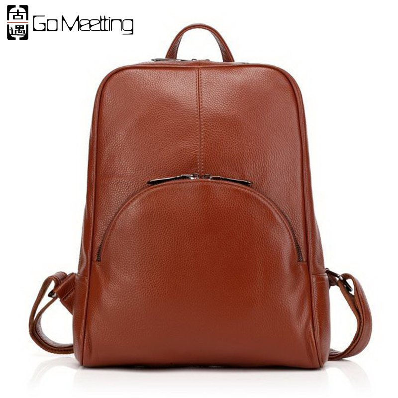 Фотография NEW 2016 Genuine Leather Women Backpack High Quality First Layer Cowhide Shoulder Bags Ms School Bag Travel Backpacks WB5