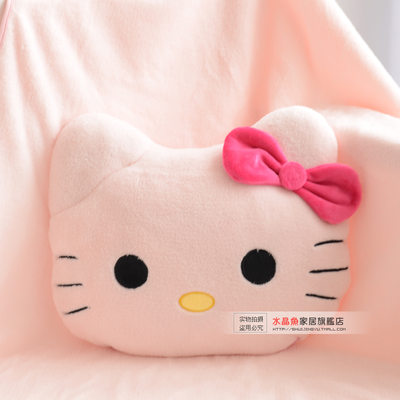 Cute pillow blanket dual Large child cartoon HELLO KITTY coral fleece cushion siesta blanket air ...
