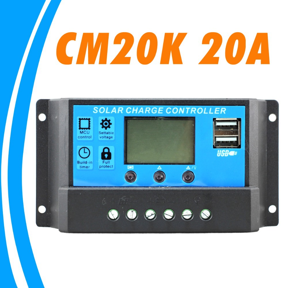 20A LCD dual USB Solar Charge Controller output 5V Mobile Charger 12/24V Solar Panel Battery Charge Controller Regulator 20 Amps 20A LCD dual USB Solar Charge Controller output 5V Mobile Charger 12/24V Solar Panel Battery Charge Controller Regulator 20 Amps