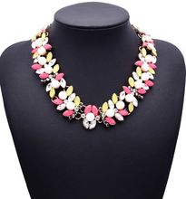 XG176 New Arrival 2015 Fashion Crystal Chain Choker Jewelry Chunky Multi-color Beads Crystal Statement Necklace Collares Mujer