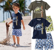 Free Shipping Baby Kids Boys Clothing set Dinosaur Tops T-Shirts Shorts Outfits 2016 New