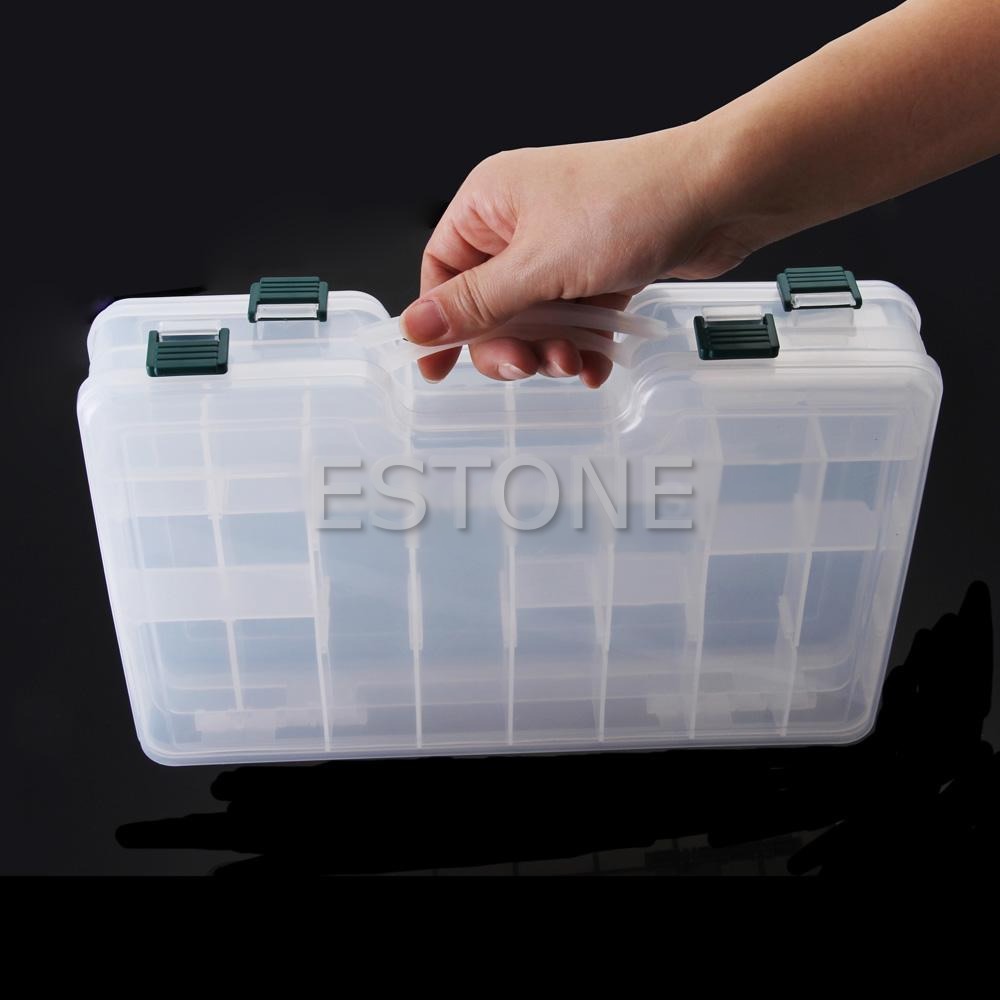 B39 NEW Double Sided Transparent Visible Plastic Fishing Lure Box Fishing Tackle Box