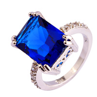 Jewelry 2015 Gorgeous Blue Sapphire Quartz 925 Silver Fashion Ring Size 6 7 8 910 11 For Free Shipping Wholesale