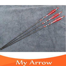 6pcs pack 30 Length Handmade Turkey Feather Iron Arrowhead Carbon Arrow Hunting Archery Arrows For Recurve