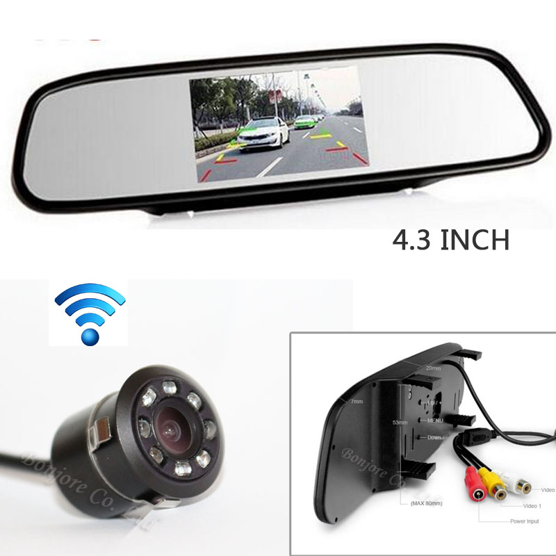 4 3 Screen LCD TFT Car Mirror Monitor Backup Reverse cam Night vision 8 infrared Night