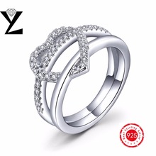 1 X Newest Fashion Women Jewelry Silver Plated Bling Heart Love Women Wedding Ring Size 6 7 8 9 Valentine’s-Day-Gift