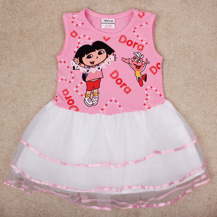Dora girl lace Dress Kid Clothing Children's Wear NOVA Fashion baby girl Summer tutu dress Girls Toddler Princess Dress H4618
