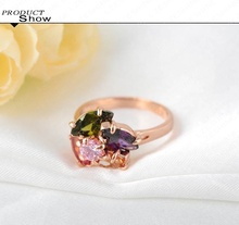 Flower Shaped Ladies Rings Jewellery 18K Rose Gold Plated AAA Zircon High end Ring Ri HQ0075