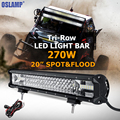 Oslamp 270W 20 CREE Chips LED Light Bar Offroad Tri row Spot Flood Combo Beam Led