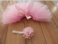 Newborn Baby Girl Pink Princess Tutu Set Photo Shoot Skirt Floral Headband Photography Prop Birthday Baby