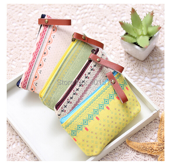 Fashion Cute Floral Canvas Fabric Purse Korea Style Kawaii Zipper