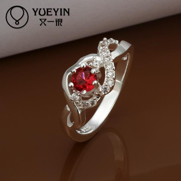 2015 wholesale 925 Silver ruby wedding Austrian Crystal CZ Simulated Diamonds ring new design for lady