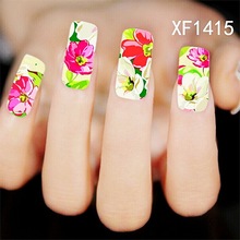 Water Transfer Nail Art Stickers Decal Beauty Beige Red Flowers Oil Painting Design DIY French Manicure Foils Stamping Tools