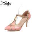 2016 Plus size 30 47 Spring Autumn T Strap women Shoes sexy Pointed Toe Mixed Colors