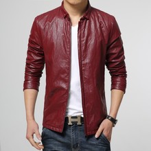 new men’s red leather jacket Slim leather jacket men machine wagon jacket men fashion leather coat