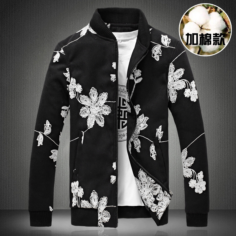 2015 New Spring Jacket Collar Plus Size Men Wool Embroidered Jacket Man, Casual Jacket Coat Men