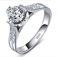 18K White gold plated ring wedding jewelry CZ diamond rings for women classic engagement accessories wholesale top sale LSR0755