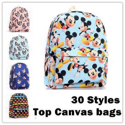 30 style women printing backpack school shoulder bags for teenagers girls canvas 14 laptop preppy style