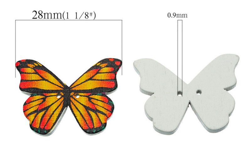 28x21MM118x78 100pcsLot Mixed Butterfly Wood Buttons Wooden