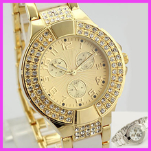 Famoso reloj de la marca GSS reloj de lujo Rhineston mujeres del diamante vestido reloj marca oro plata negro women watch envío gratuito