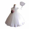 2016 lace baby girl christening gowns with hat White Ivory First Birthday party clothes Tutu wedding