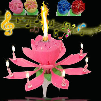 8 листья свечи многоцветный красивая музыкальный цветения Lotus цветок день рождения свеча розовый цвет только