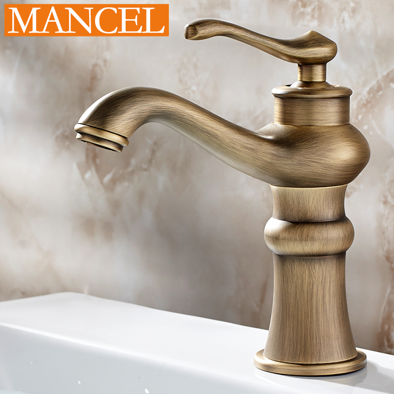 MANCEL Bathroom Kitchen Basin Faucet Antique Bronze Finish Brass Mixer Tap Hot and Cold Sink Faucet Bath Accessories HOT SALE