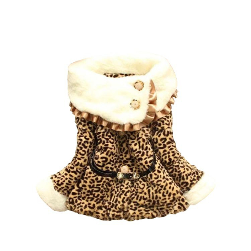 Winter Baby Girls Coat Jacket Children's Outerwear Cartoon Leopard Padded Girl Soft Warm Jackets 2016 New All For Kids Clothes