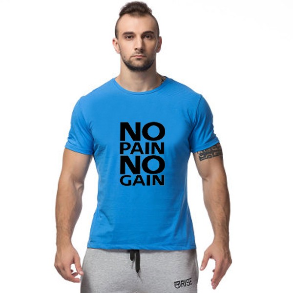 Blue T Words Printed Man T Shirt