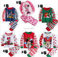 2016 Christmas clothes set children stripe suit set girl boy pijamas long sleeve T shirt pants