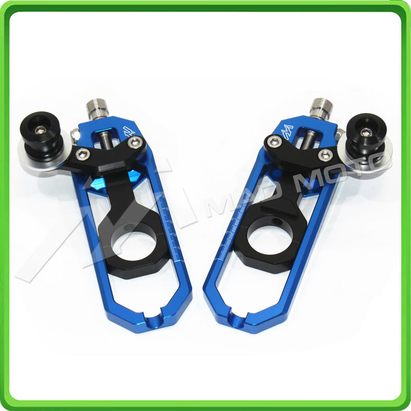 MAD MOTO free shipping Aluminum motorcycle Chain Tensioner Adjuster with spool fit for YAMAHA YZF R1 2006 YZF-R1 06 blueblack 03