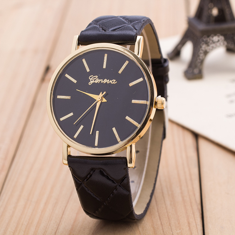 Lowest price new Hot Luxury gold Geneva Women watch Geneva PU Leather Casual Quartz dress Watches