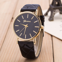 Lowest price new Hot, Luxury gold Geneva Women watch Geneva PU Leather Casual Quartz dress Watches Reloj clock relojes watch