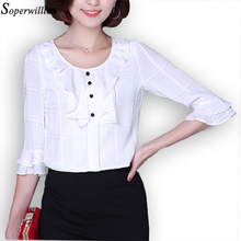 Soperwillton 2016 New Women Blouses Chiffon Blouse Fashion Women Blouse Shirts For Women Plus Size Female Blouses Summer Tops