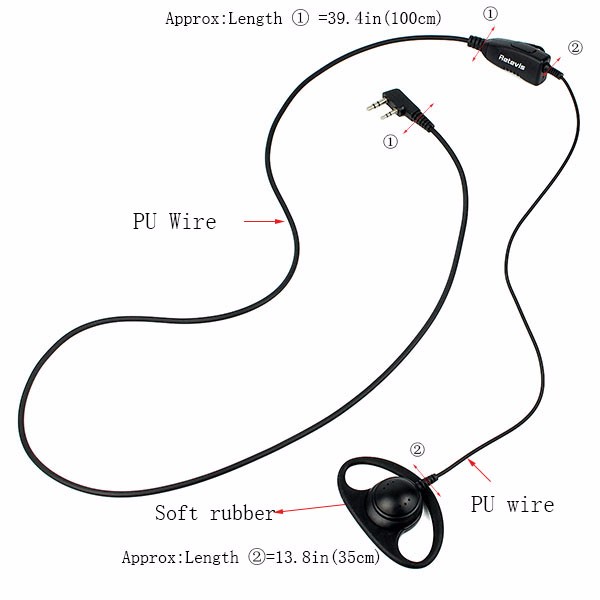 Hot Retevis K-316 D Shape 2Pin Soft Earpiece Microphone For Kenwood Retevis Baofeng H-777RT1RT2RT5 888sUV5R Headset C9031 (4)