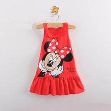 baby girl dress mouse summer style cartoon printing little girl cute dress children clothing sleeveless big bow red New designs